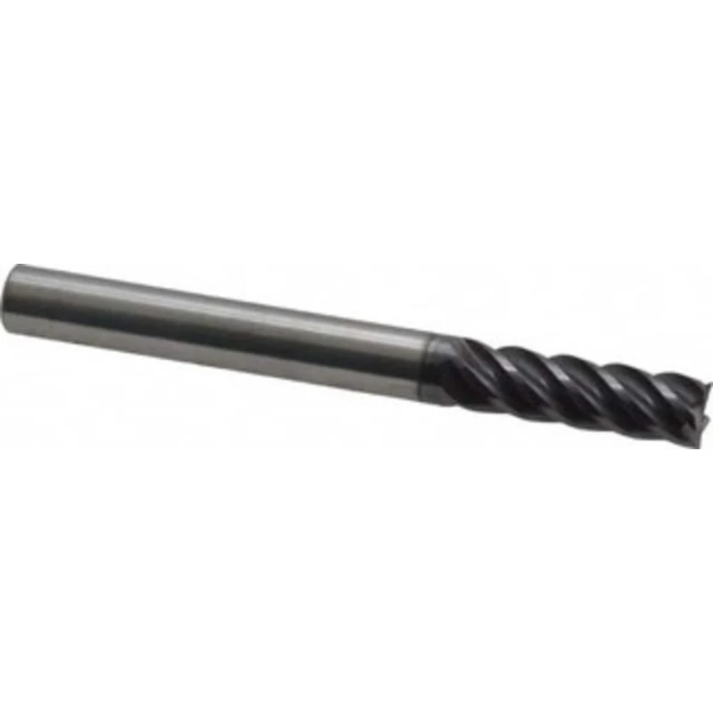 PROMAX Tools 1/4, 3/4 LOC, 1/4 Shank Diam, 2-1/2 OAL, 5 Flute, Solid Carbide Square End Mill Single End, AlTiN Finish...